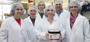 Emma Berlyn, Ellie Heiman, Alex Beryn, Alison Dungan, Kurt Heiman, Marcy Berlyn, Alison Dungan with the first carton of Happy Cranniversary ice cream. 