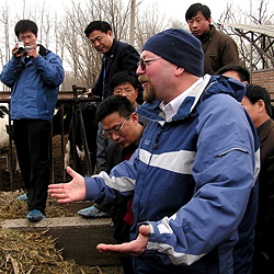 UW-Madison dairy scientists are veterans at teaching in China. Here professor Lou Armentano lectures on dairy nutrition at a seminar near Beijing.