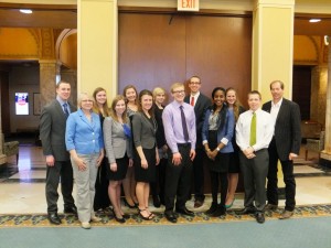 Outstanding Sophomores 2014. Winners of the Outstanding Sophomore Award include, from left to right, WALSAA Scholarship Co-Chairman Robb Bender, CALS Dean Kathryn VandenBosch, Abigail Ball, Katherine Griswold, Maria Gruetzmacher, Bethany Dado, Amanda Belltrame, Daniel Fox, Luke Drachenberg, Jayne-Norah Ntambi, Erica Ballmer, Patrick Carney and WALSAA President & Scholarship Co-Chairman Bryan Ren