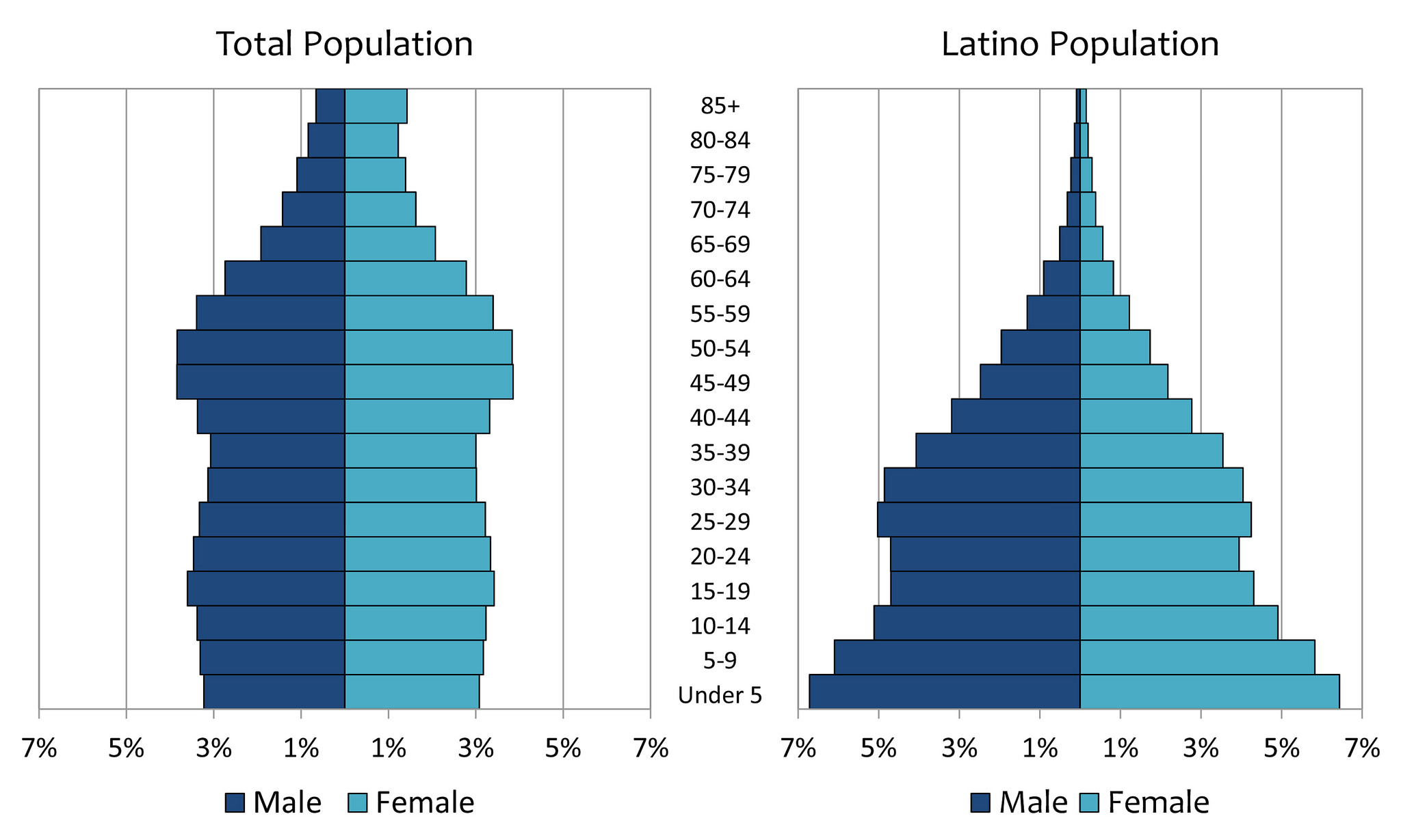 Population shares by age and sex, Wisconsin 2010