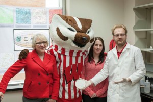 Dean Kate, Bucky, Kayla Sylvester and Hittinger with the new strain of yeast.