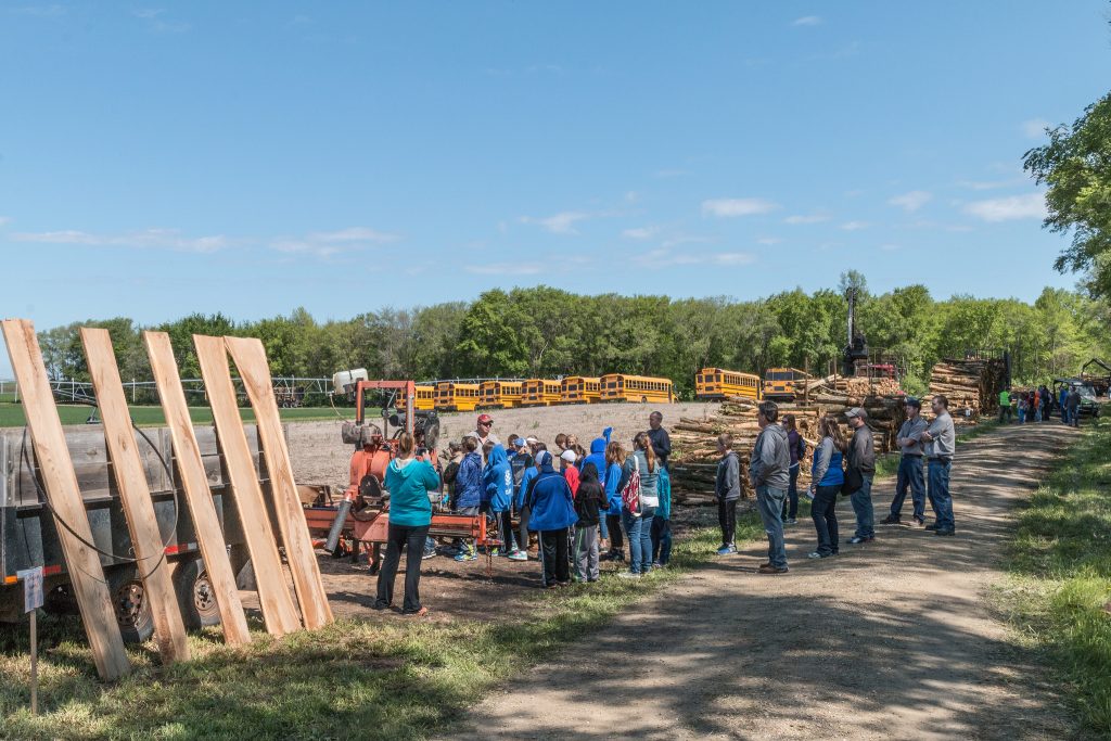 At the portable sawmill station, kids got to see how logs are cut into boards.