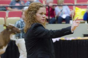 Molly Sloan, BS’06, judged Arshires at the 2016 World Dairy Expo.