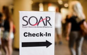Incoming first-year undergraduates check in for the Student Orientation, Advising and Registration (SOAR) program at Union South in June. Photo: Jeff Miller/UW-Madison.